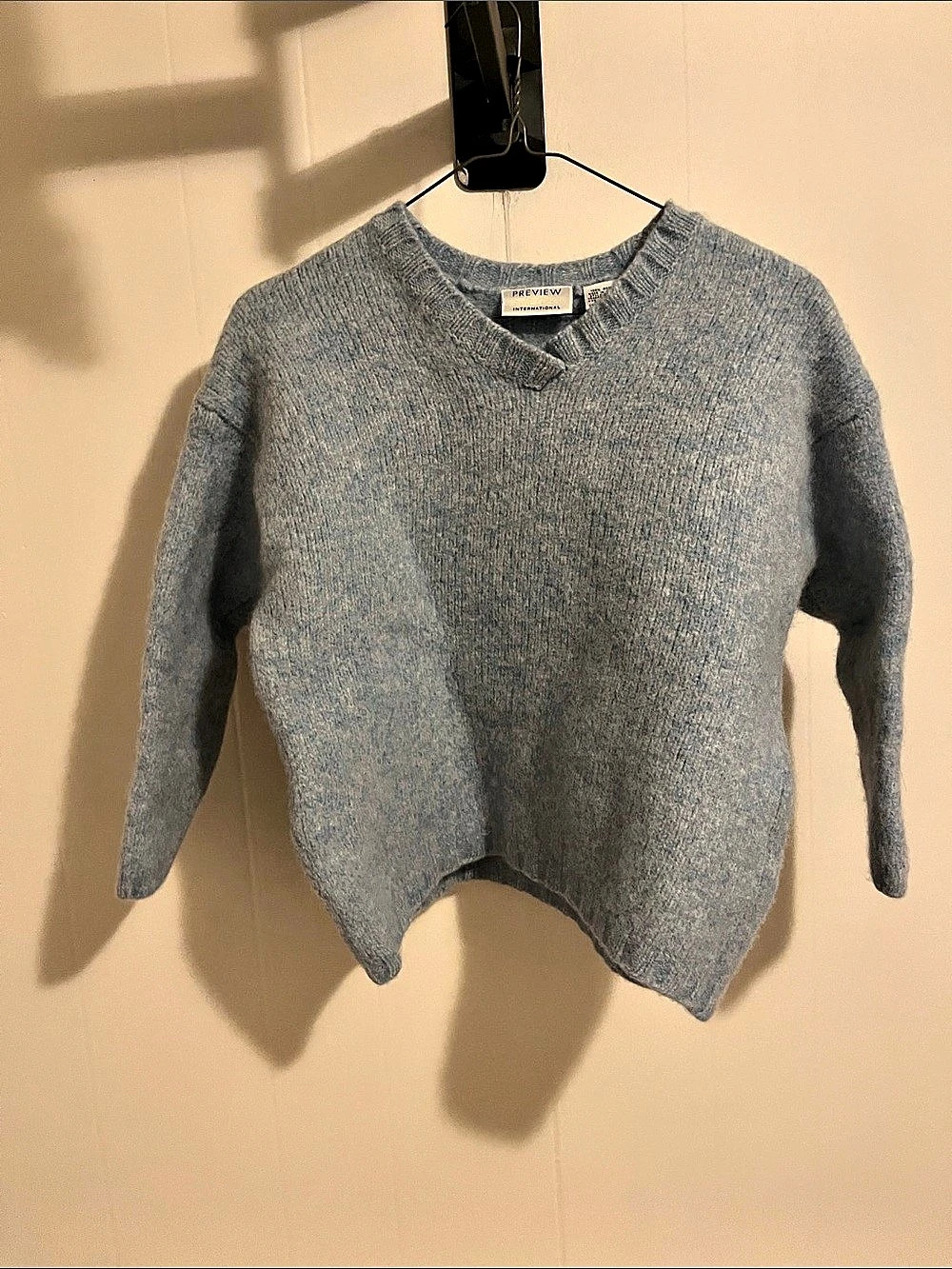 Preview International Wool Crew Neck Sweater in Blue 100% whool
